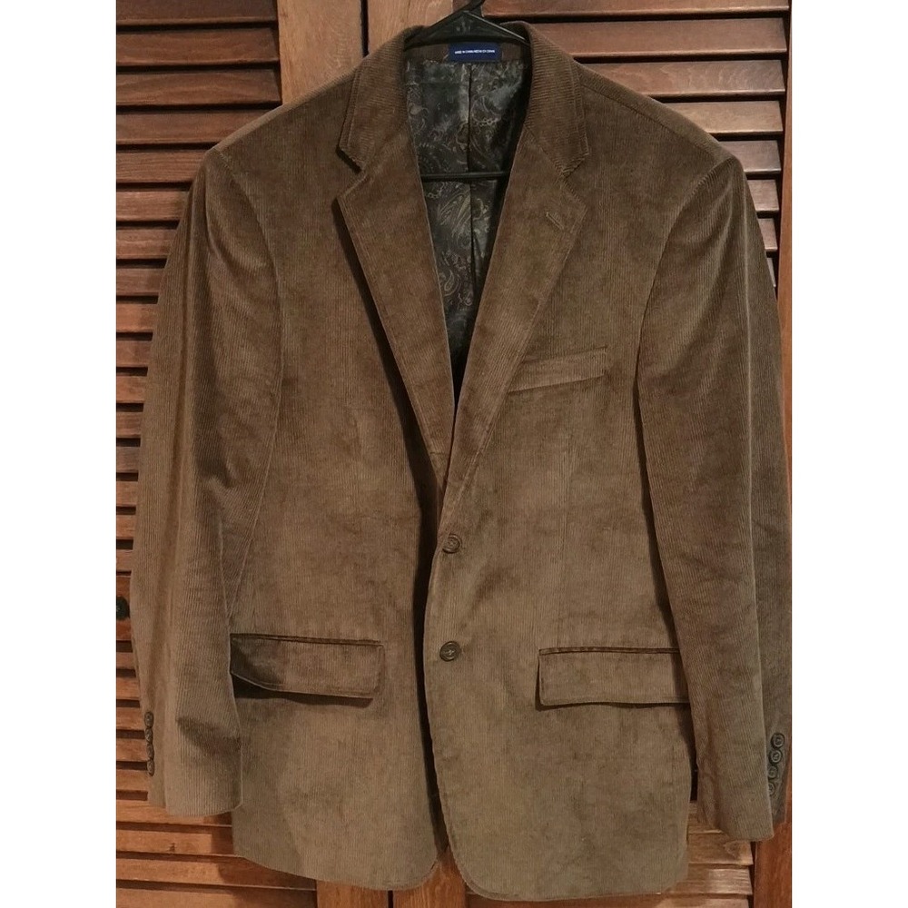 Stafford Corduroy Blazer Jacket Sport Coat Mens‎ 40R Brown Cotton Classic Fit